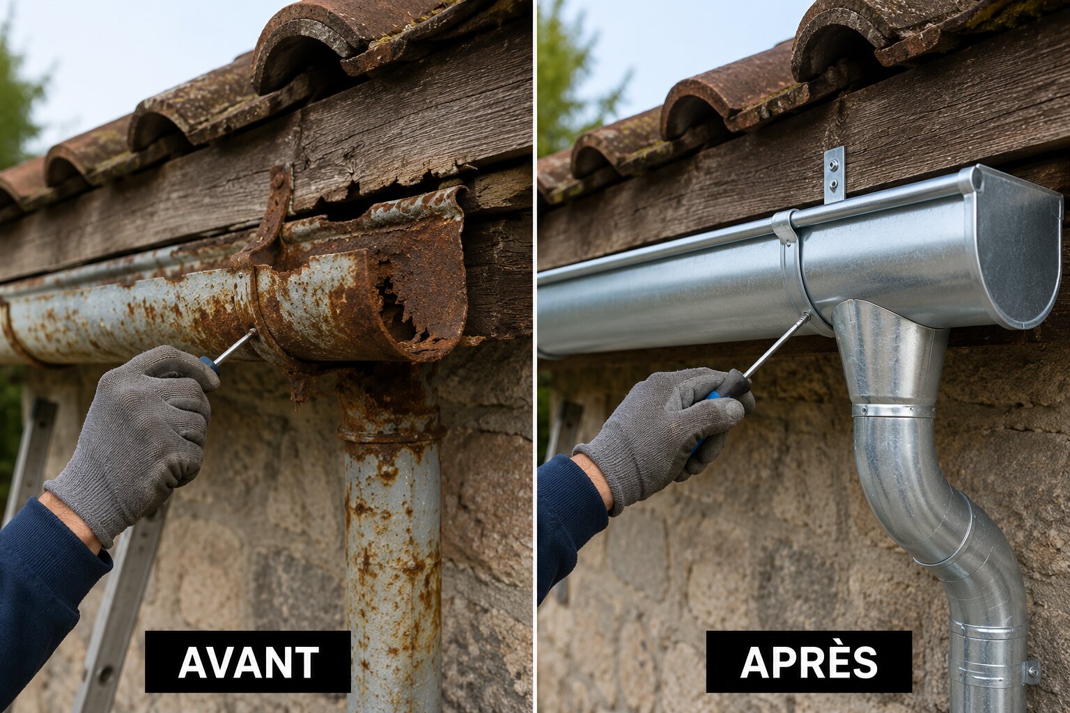 Photo professionnelle illustrant le service Remplacement gouttières à Lille et dans les Hauts-de-France